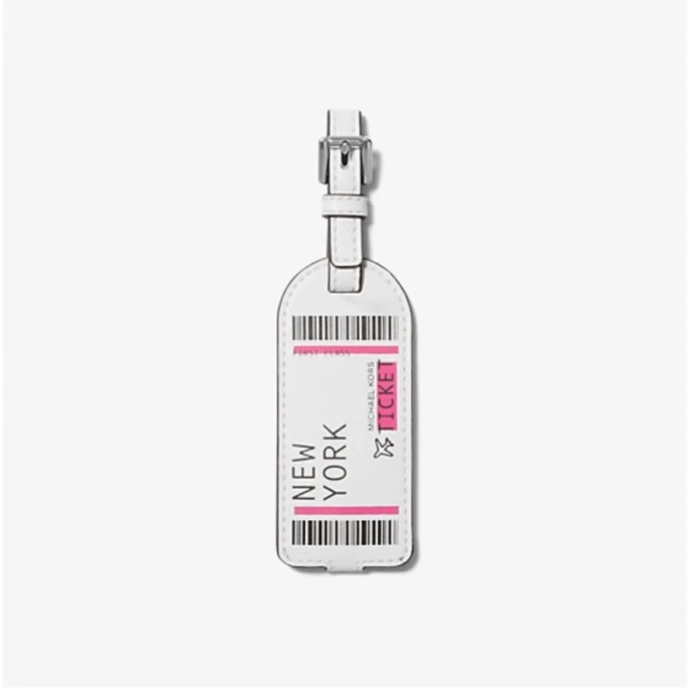 Michael Kors White and Pink Luggage Tag